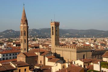 Fototapeta na wymiar Florence city center panorama with medieval towers