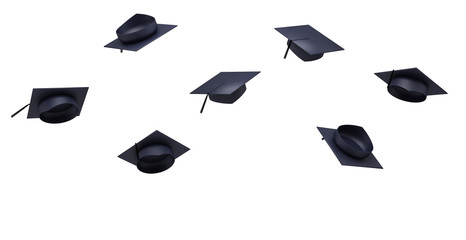 Thrown graduation hats in the air