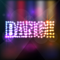 Dancing in night light, vector music poster