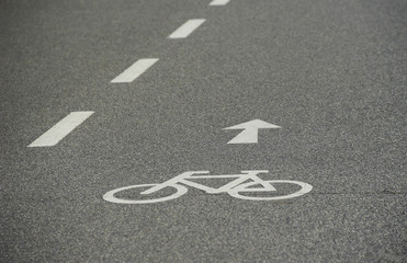 Bicycle road sign and arrow