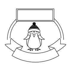 Penguin icon. Merry Christmas season decoration and card theme. Isolated design. Vector illustration