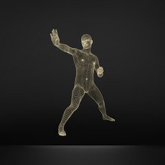 Fighter. Sports concept. 3D Model of Man. Sport Symbol.