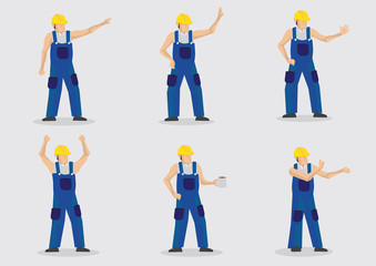 Fototapeta na wymiar Construction Workers Vector Cartoon Character Set