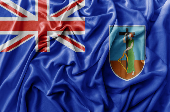 Ruffled waving Montserrat flag - Powered by Adobe