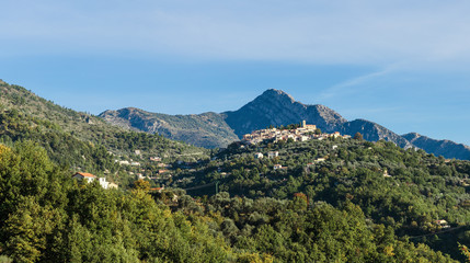 Old medieval town Coaraze in the mountains , Provence Alpes Cote
