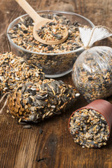 making feeders for birds from seeds and fat