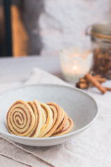 Homemade cinnamon roll cookies - delicious treat for winter holiday season.