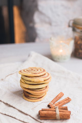 Homemade cinnamon roll cookies - delicious treat for winter holiday season.