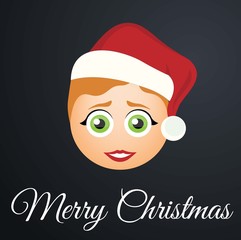Christmas Afro-American girl in the hat of Santa Claus. Cute Santa Claus Christmas. Vector illustration.