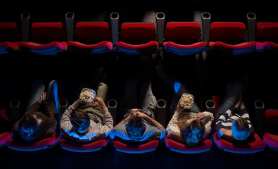 People at the cinema top view - obrazy, fototapety, plakaty