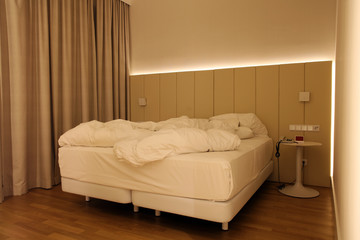 Hotel room in modern minimalistic design.