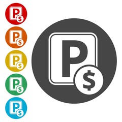 Parking Icon Vector, Paid parking icon 