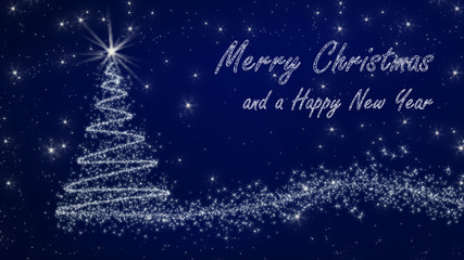 "Merry Christmas and a happy New Year" - Christmas and Silvester Card in blue and silver