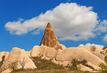 Fototapeta na wymiar Unusual landscape in Cappadocia, Turkey.