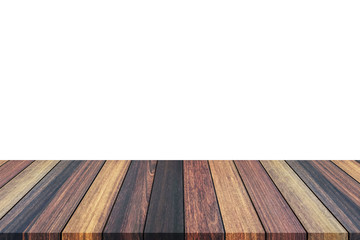 Abstract empty wooden floor with white backgroun.