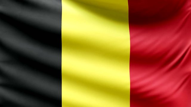 Realistic beautiful Belgian flag waving Slow 4k resolution