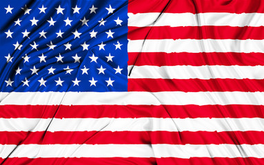Fototapeta na wymiar american USA fabric flag, stars and stripes