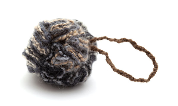 knitted pompom of variegated yarn