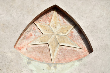 Star in the wall  /  Six-pointed star in the wall  on the temple at Zelena hora in Czech republic.