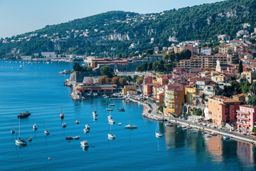 Fototapeta na wymiar Panoramic view of Cote d'Azur near the town of Villefranche-sur-