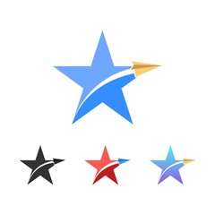 Star with Paper Plane Travel Company Logo Template
