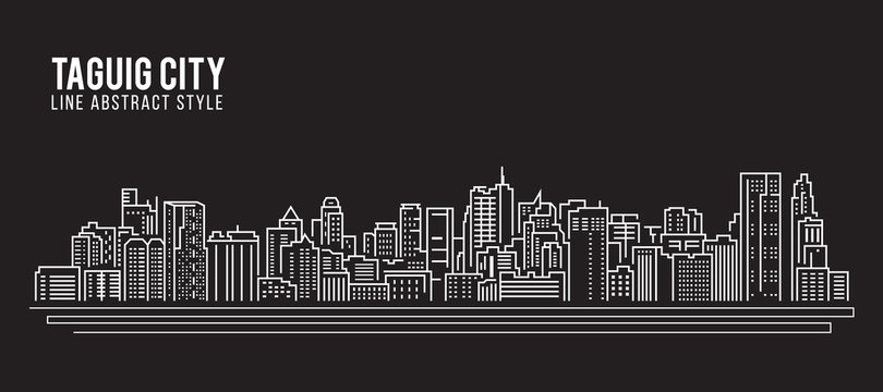 Cityscape Building Line art Vector Illustration design - Taguig City