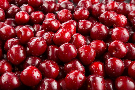 Cherry. Fresh organic berries macro. Fruit background