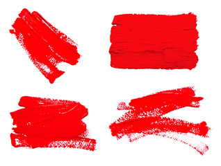 Collection of red strokes of the paint brush