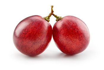 Ripe red grape. Two berries isolated on white.
