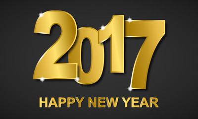 Happy New Year 2017 - Goldene Schrift (in Grau)