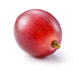 Ripe red grape. One berry isolated on white. Full depth of field
