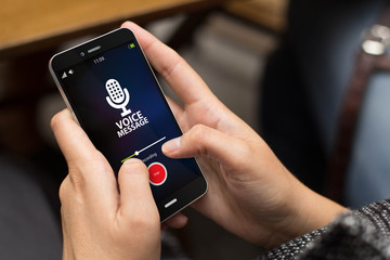 street girl recording voice message