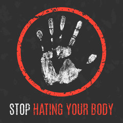 Vector illustration. Human diseases. Stop hating your body.
