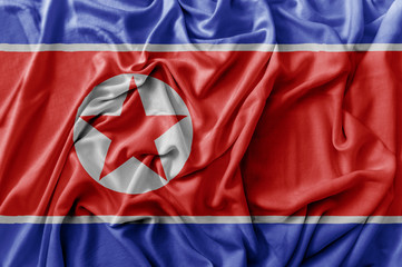 Ruffled waving North Korea flag