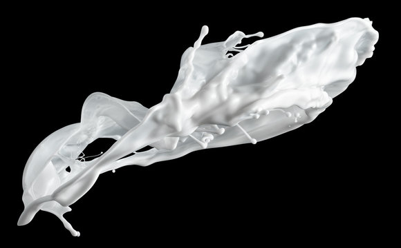Milk splash isolated on black. With clipping path.