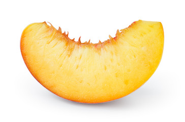 Peach slice isolated on white background. With clipping path.