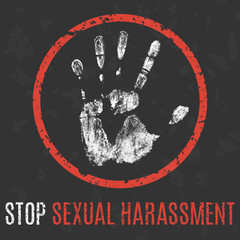Vector. Social problems of humanity. Stop sexual harassment.