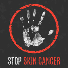 Vector illustration. Human diseases. Stop skin cancer.