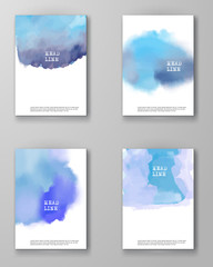 Set of colored watercolor banners. Vector illustration.