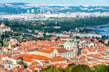 Obraz premium St. Nicholas Church, Panorama of the Prague, Lesser Town, Prague