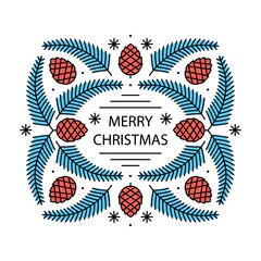 Merry Christmas greeting card wreath composition