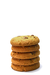 Chocolate chips cookies isolated on white