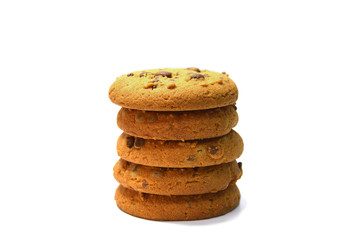 Chocolate chips cookies isolated on white