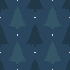 Beautiful seamless background for Merry Christmas or New year. Pine tree on a dark background. Pattern for wrapping paper or fabric. Vector.