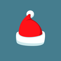 Santa Claus cartoon red hat silhouette in flat style isolated on blue background. Happy New Year 2016 symbol decoration template.Merry Christmas clothes holiday vector illustration elements for design