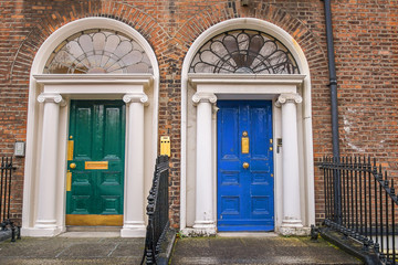 Green and blue doors in Dublin