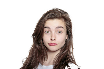 Fototapeta premium portrait of a teenage girl, looking puzzled