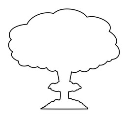 mushroom cloud, nuclear explosion silhouette,  vector symbol ico