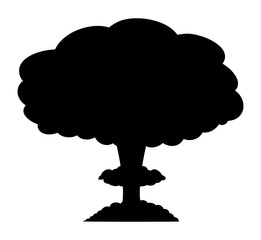mushroom cloud, nuclear explosion silhouette,  vector symbol ico