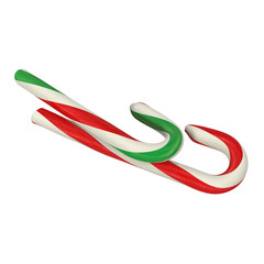 Christmas candy cane isolated on white, 3d rendering